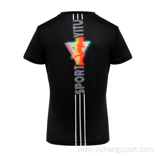 Moisture Wicking Dry Fit T Shirt Black Printed